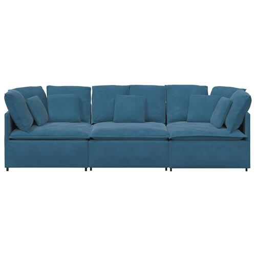 Modulsofa med hynder fløjl blå