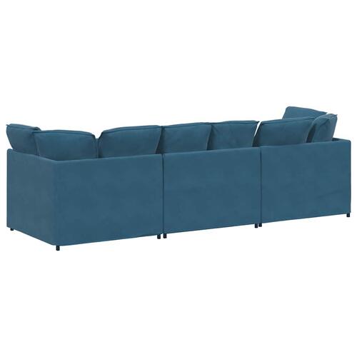 Modulsofa med hynder fløjl blå
