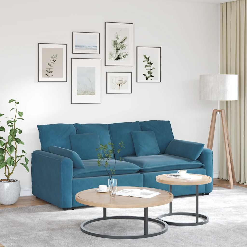 Modulsofa med hynder blå