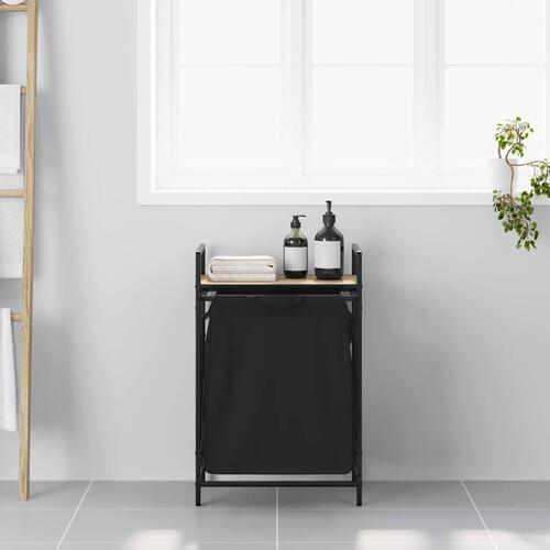 Vasketøjskurv 1 rum med hylde sonoma-eg