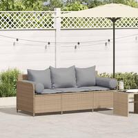 3-personers havesofa med hynder polyrattan beige