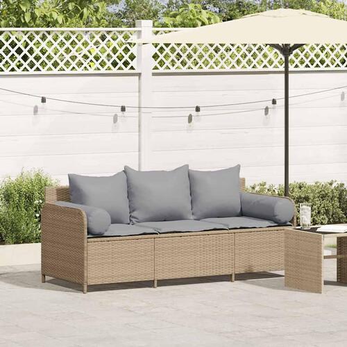 3-personers havesofa med hynder polyrattan beige