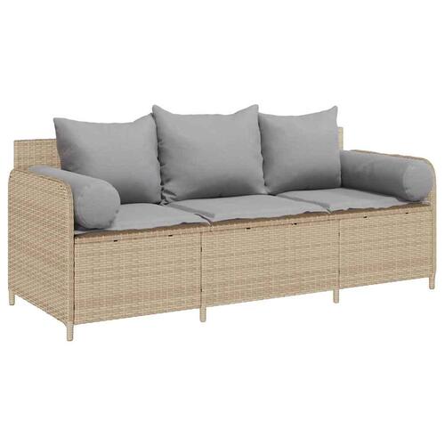 3-personers havesofa med hynder polyrattan beige