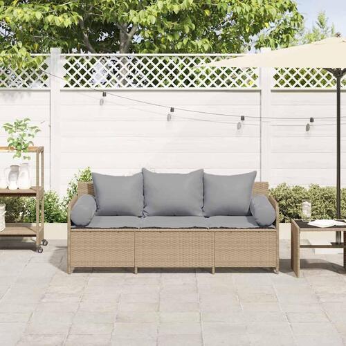 3-personers havesofa med hynder polyrattan beige