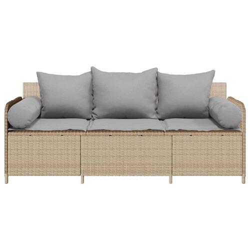 3-personers havesofa med hynder polyrattan beige