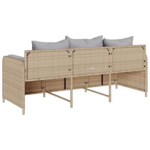 3-personers havesofa med hynder polyrattan beige