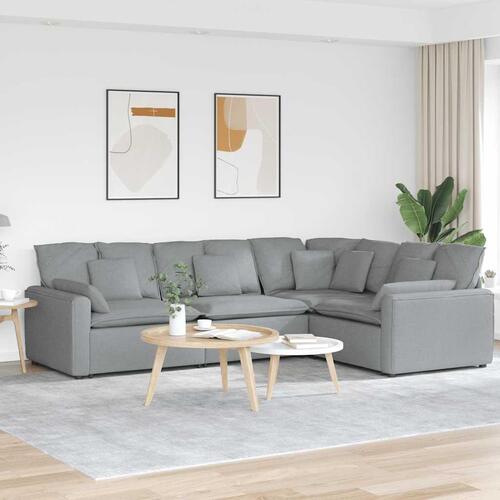 Modulsofa med hynder stof lysegrå
