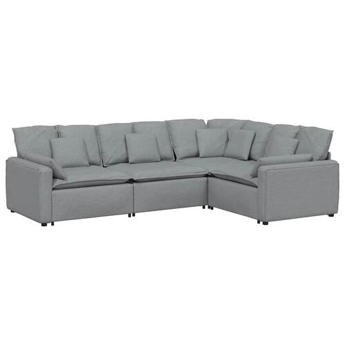 Modulsofa med hynder stof lysegrå