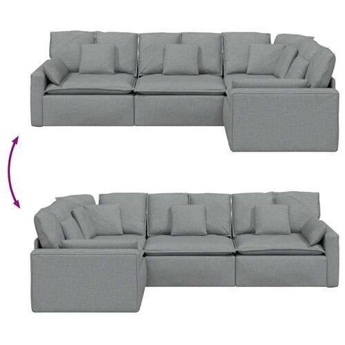 Modulsofa med hynder stof lysegrå