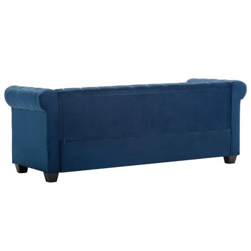 3-personers chesterfieldsofa fløjlsbetræk 199 x 75 x 72 blå