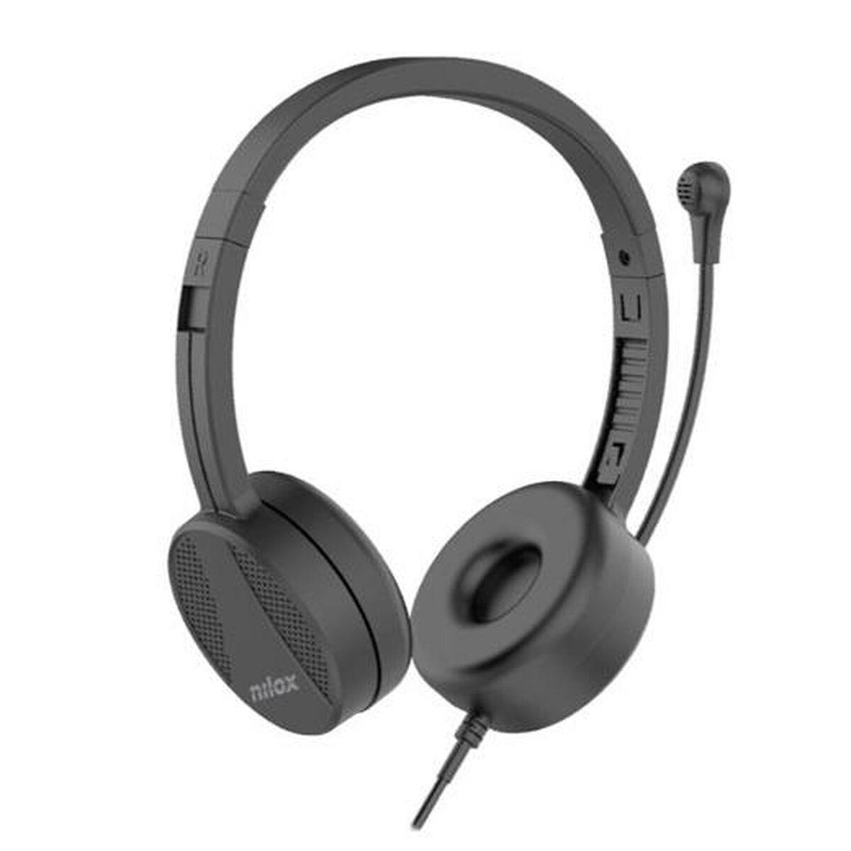 Nilox headset med mikrofon - Sort, USB, 1,8 m