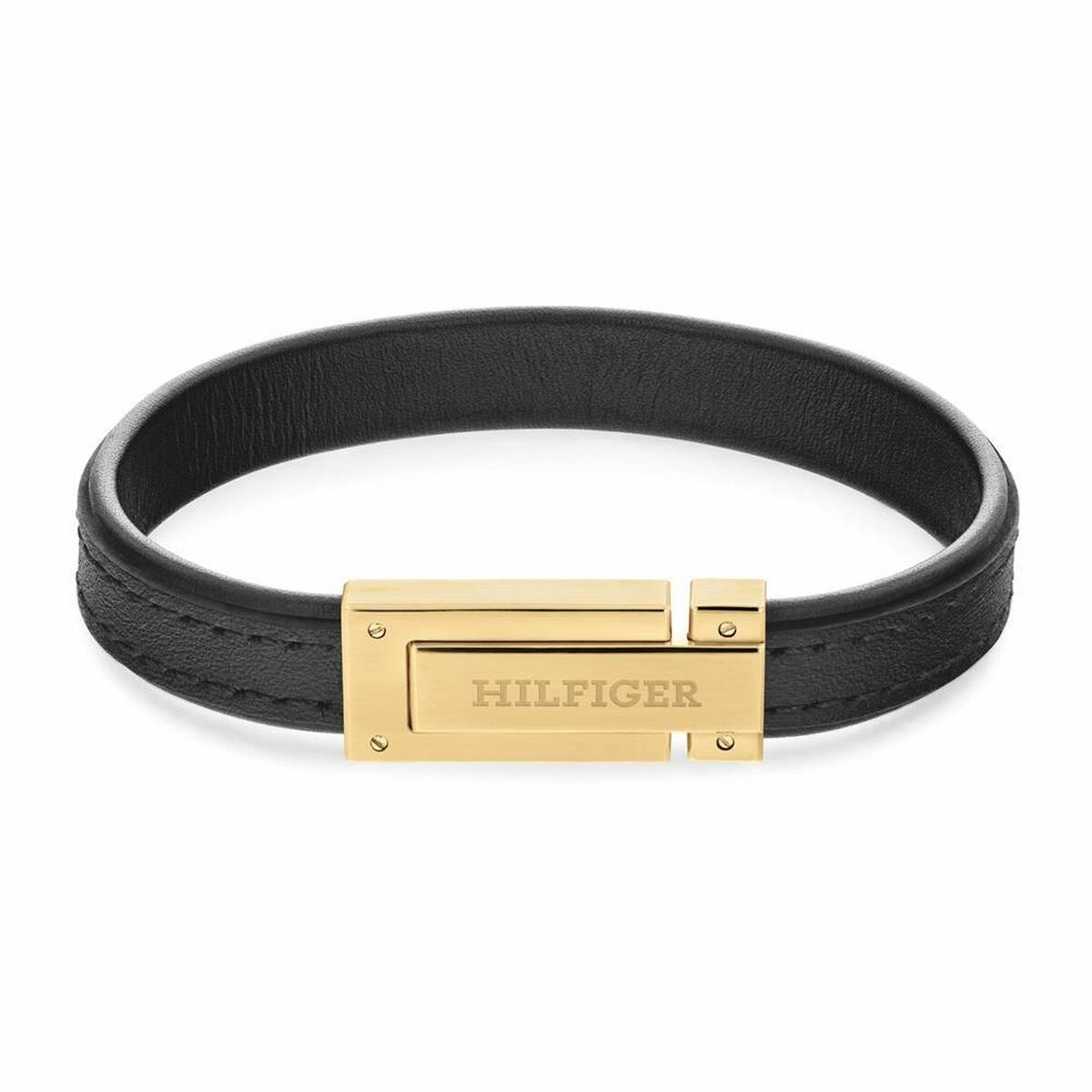 Tommy Hilfiger armbånd til mænd - læder, sort, 19 cm (2790561)