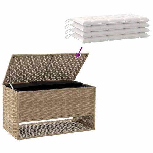 Udendørs hyndeboks 100x55x55,5 cm polyrattan beige