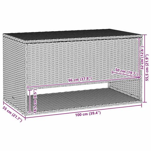 Udendørs hyndeboks 100x55x55,5 cm polyrattan beige
