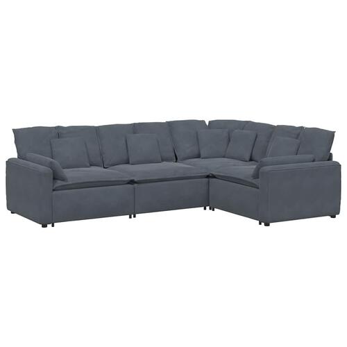 Modulsofa med hynder fløjl mørkegrå