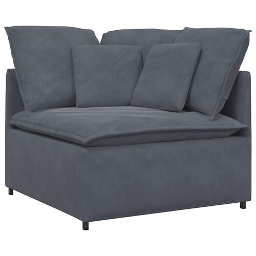 Modulsofa med hynder fløjl mørkegrå