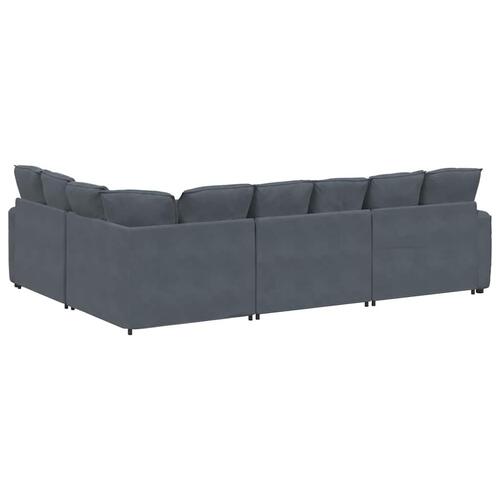 Modulsofa med hynder fløjl mørkegrå