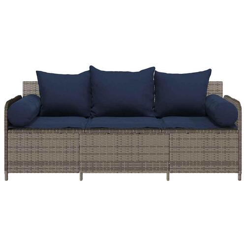3-personers havesofa med hynder polyrattan grå
