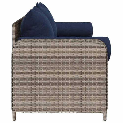 3-personers havesofa med hynder polyrattan grå