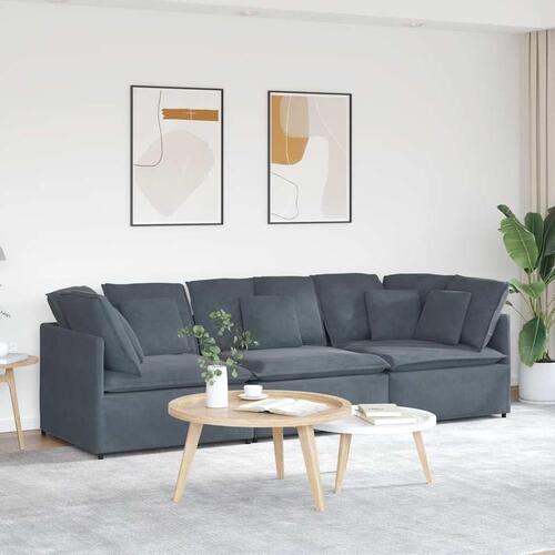 Modulsofa med hynder fløjl mørkegrå