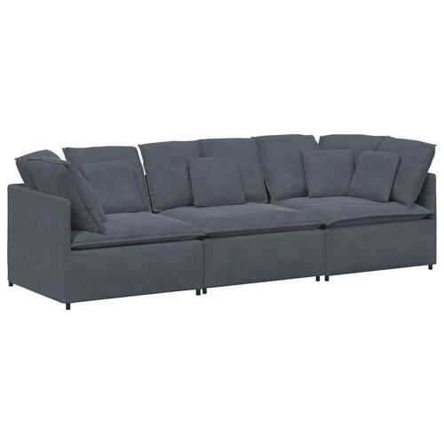 Modulsofa med hynder fløjl mørkegrå