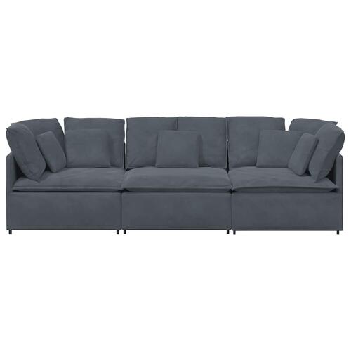 Modulsofa med hynder fløjl mørkegrå