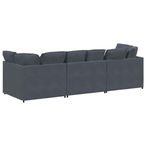 Modulsofa med hynder fløjl mørkegrå