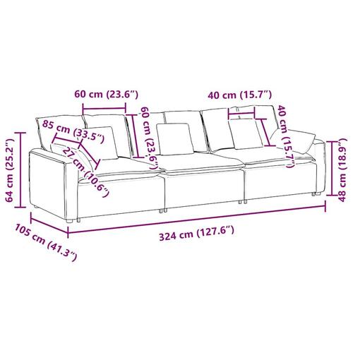 Modulsofa med hynder mørkegrå