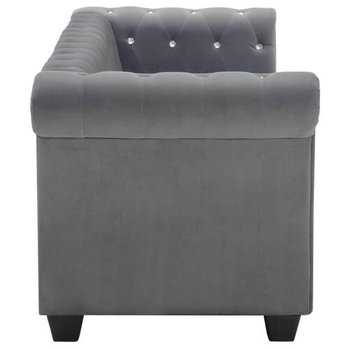 3-personers chesterfieldsofa fløjlsbeklædning 199 x 75 x 72 cm grå