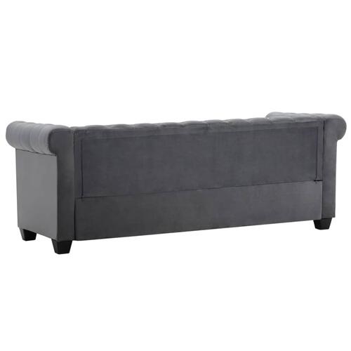 3-personers chesterfieldsofa fløjlsbeklædning 199 x 75 x 72 cm grå