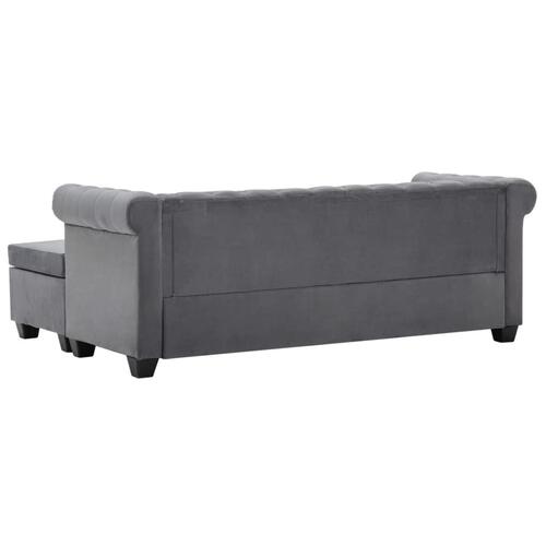 Chaiselong Chesterfield-sofa 199x142x72 cm velour grå