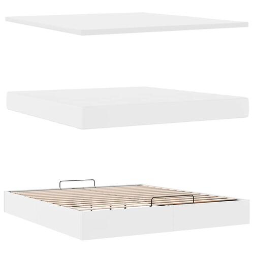 Osmannisk seng med madrasser & LEDs 160x200 cm kunstlæder hvid