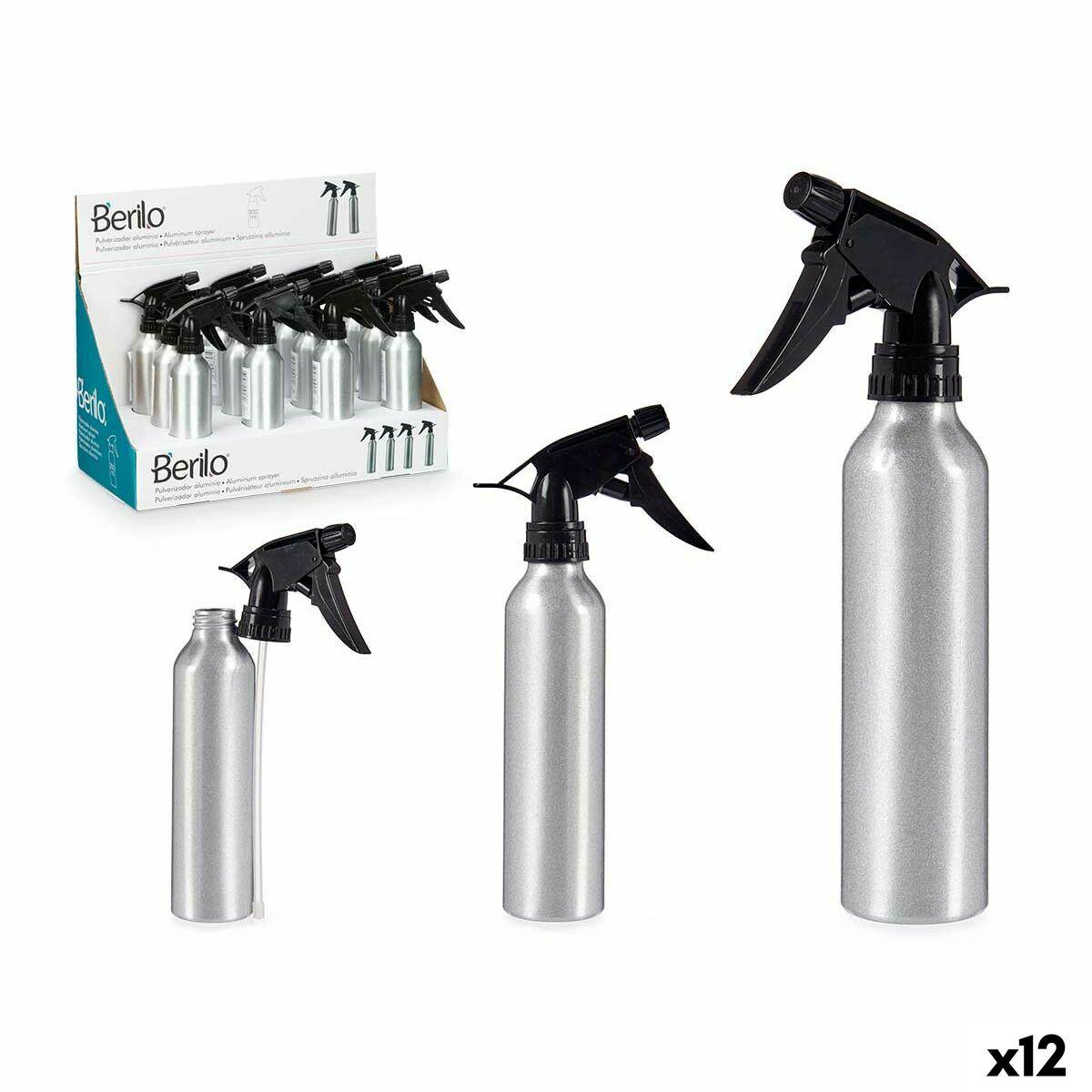 Sprayflaske - Berilo - sort/sølv - aluminium/PP - 300 ml (12 stk.)