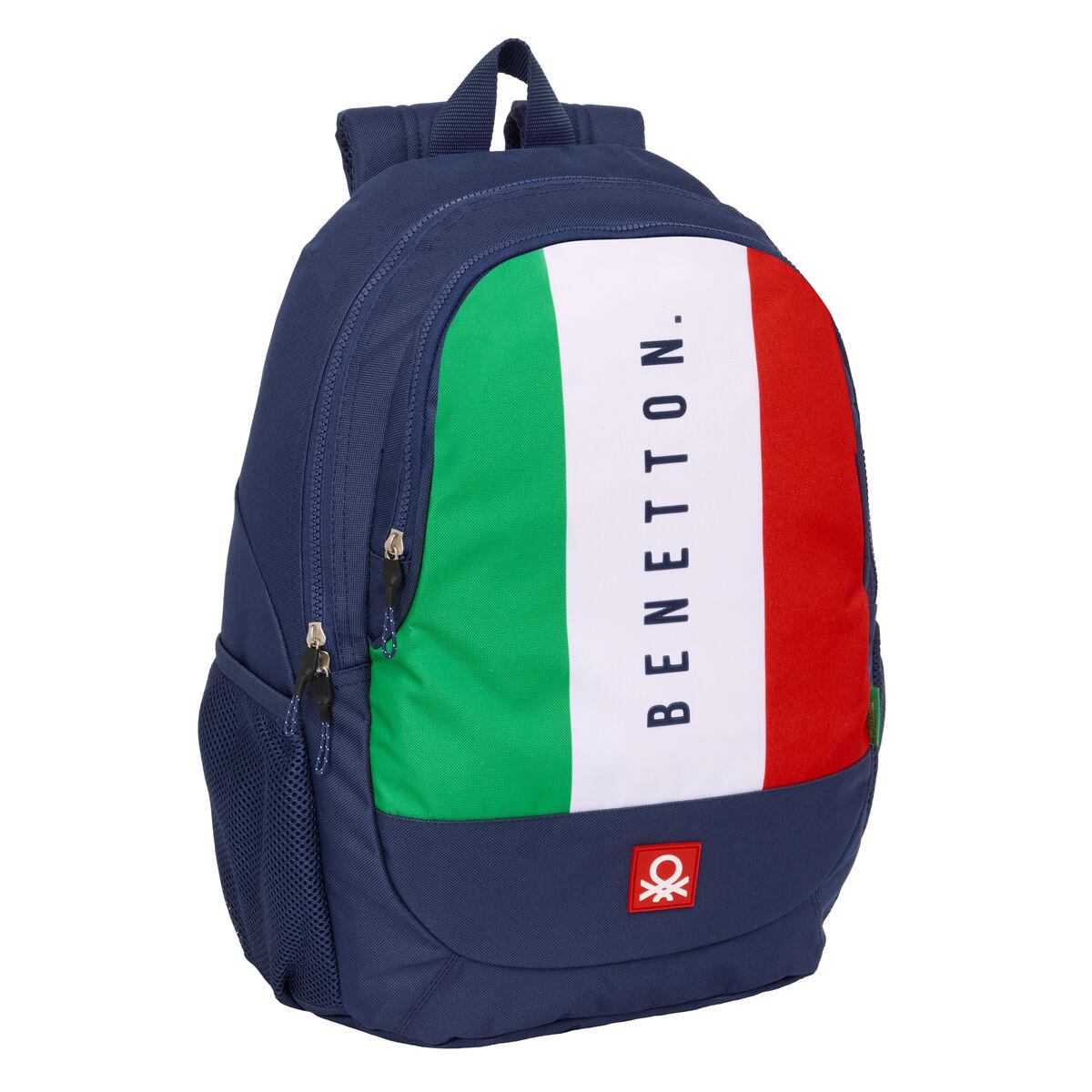 Benetton skoletaske Flag - marineblå, 32 × 44 × 16 cm