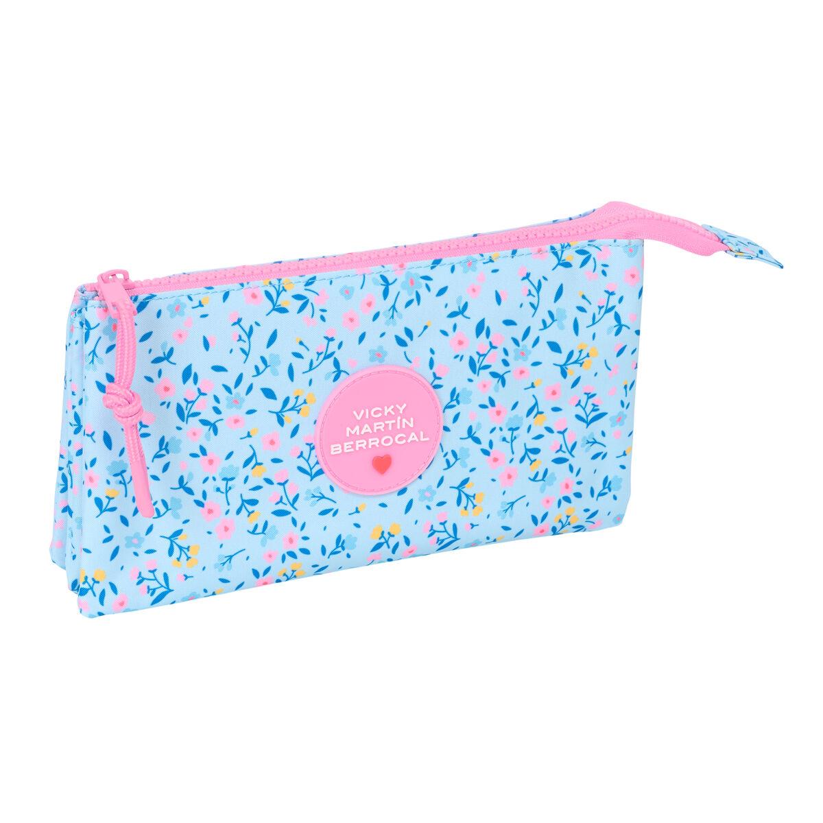 Tredobbelt penalhus Vicky Martín Berrocal Paraíso - pink/lyseblå 22 × 12 × 3 cm