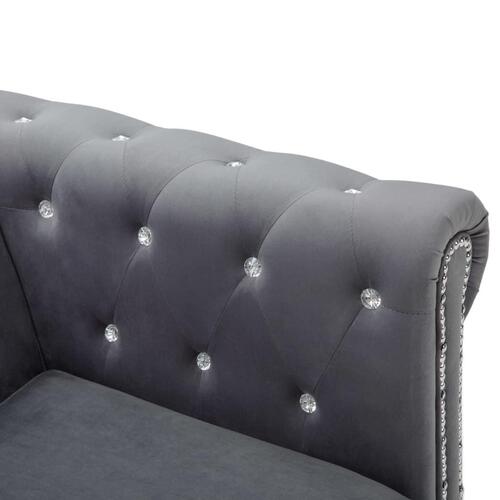 Chaiselong Chesterfield-sofa 199x142x72 cm velour grå
