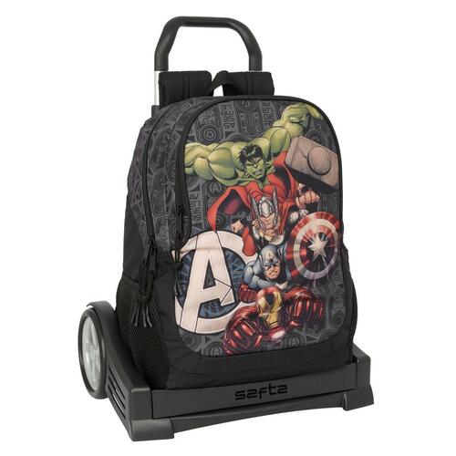 Skolerygsæk med Hjul The Avengers Vendetta Sort 32 x 44 x 16 cm