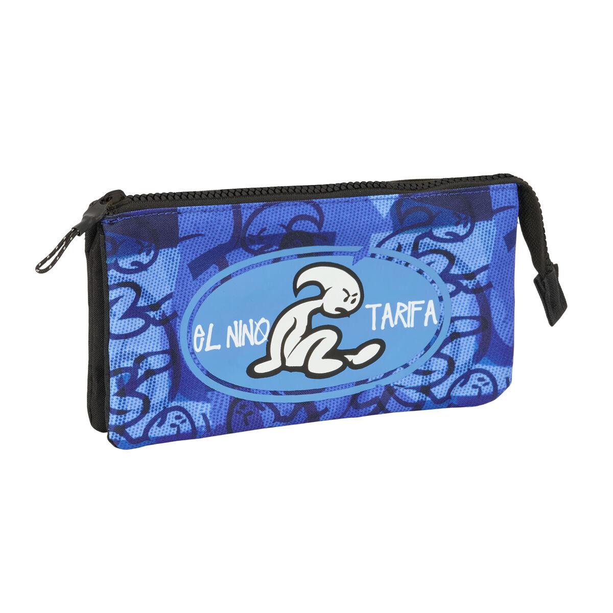 El Niño tredobbelt penalhus Roller - blå/sort, 22 × 12 × 3 cm