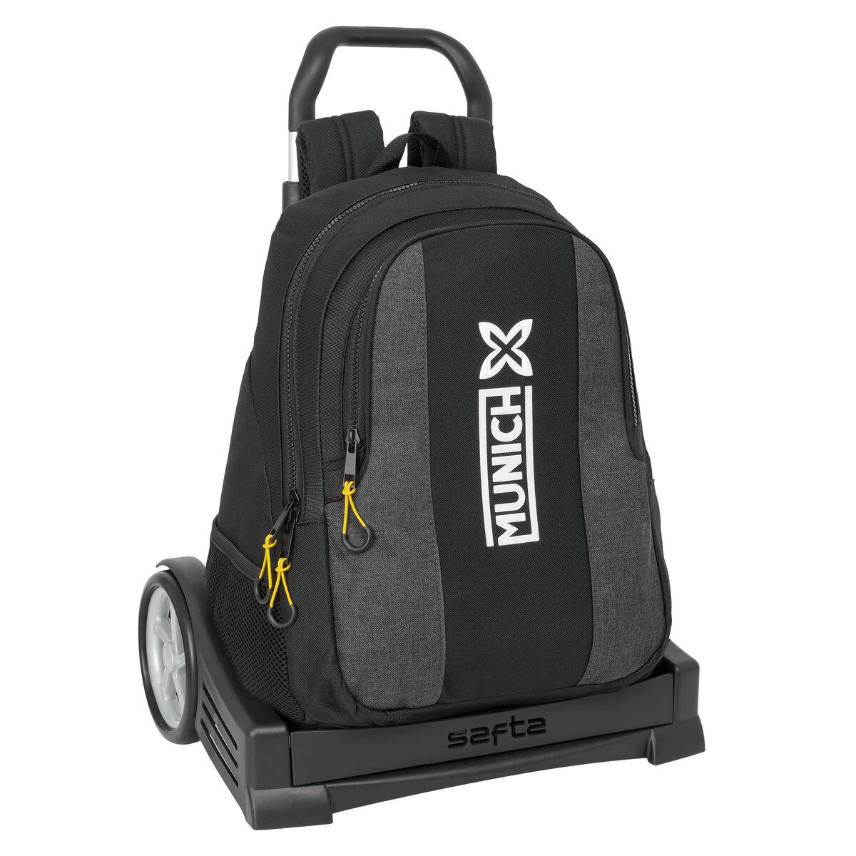 Munich skolerygsæk med hjul - Topo, sort, 32 × 44 × 16 cm