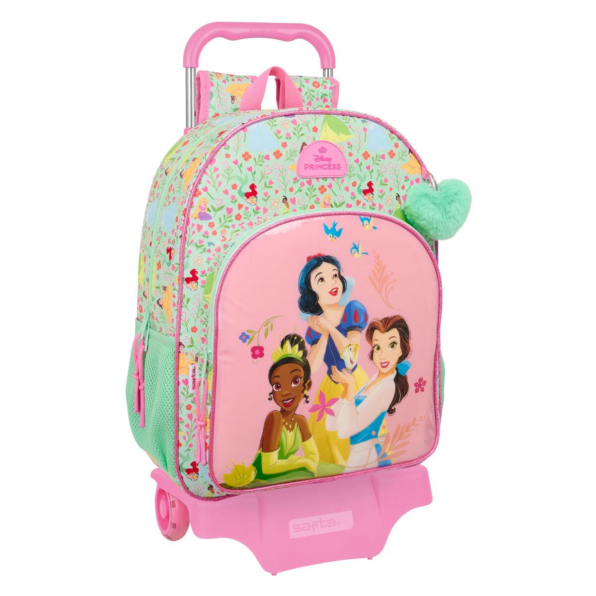 Disney Princess Bloom skoletaske m. trolley, grøn/pink 33 × 42 × 14 cm