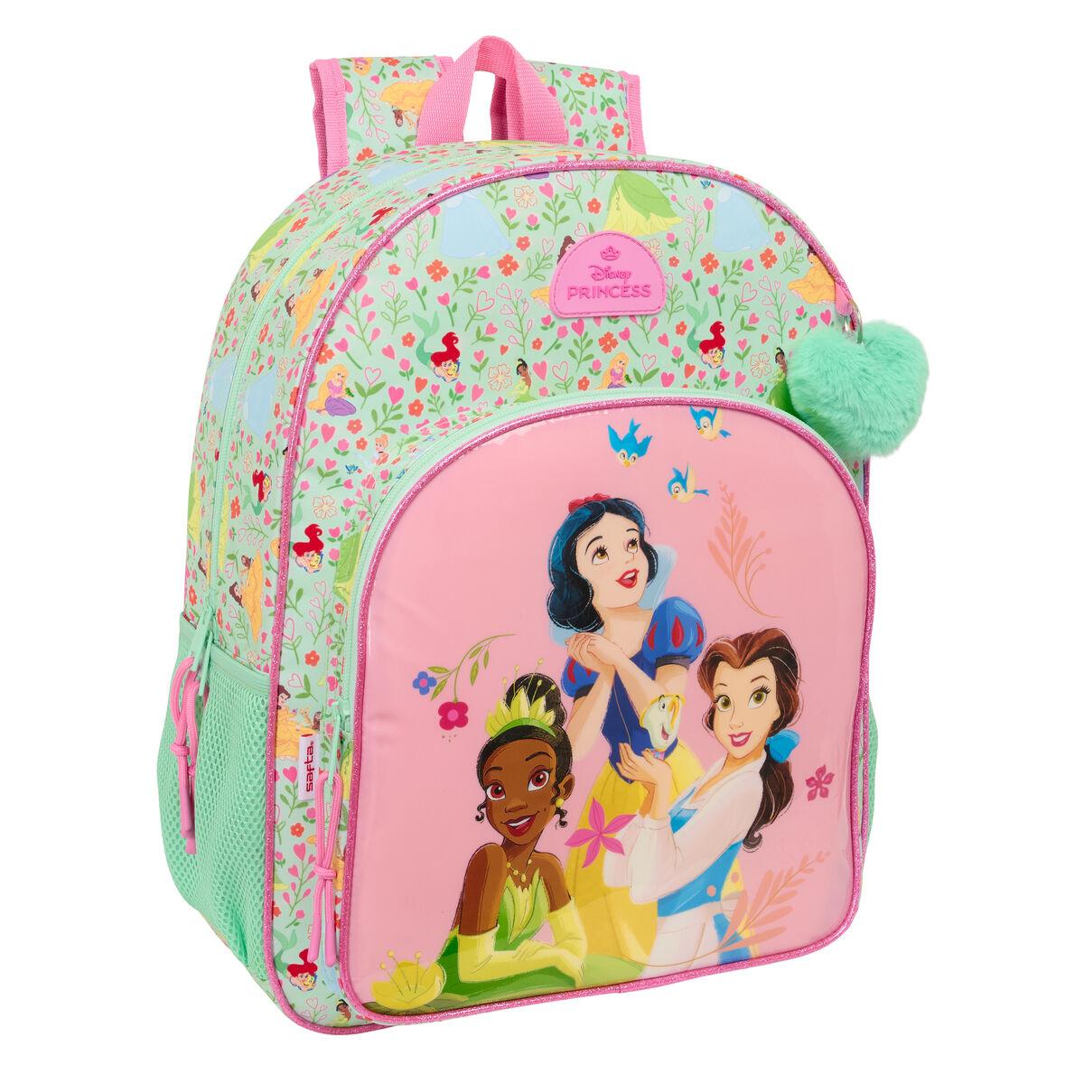 Disney Princess skoletaske Bloom - grøn/pink 33 × 42 × 14 cm