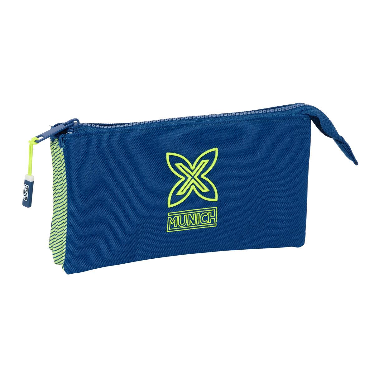 Munich North tredobbelt penalhus - marineblå, 22 × 12 × 3 cm