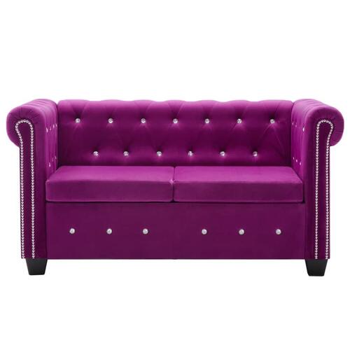 2-personers chesterfieldsofa fløjlsbetræk 146 x 75 x 72 lilla