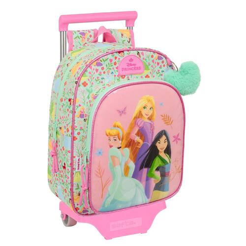 Skolerygsæk med Hjul Disney Princess Bloom Grøn Pink 26 x 11 x 67 cm 26 x 34 x 11 cm