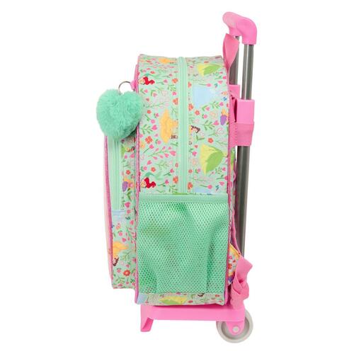 Skolerygsæk med Hjul Disney Princess Bloom Grøn Pink 26 x 11 x 67 cm 26 x 34 x 11 cm