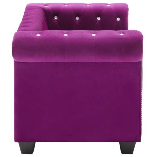 2-personers chesterfieldsofa fløjlsbetræk 146 x 75 x 72 lilla