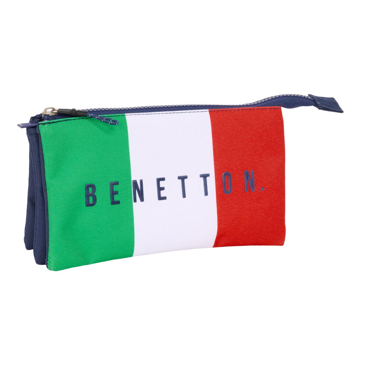 Benetton tredobbelt penalhus Flag - marineblå, 22 × 12 × 3 cm