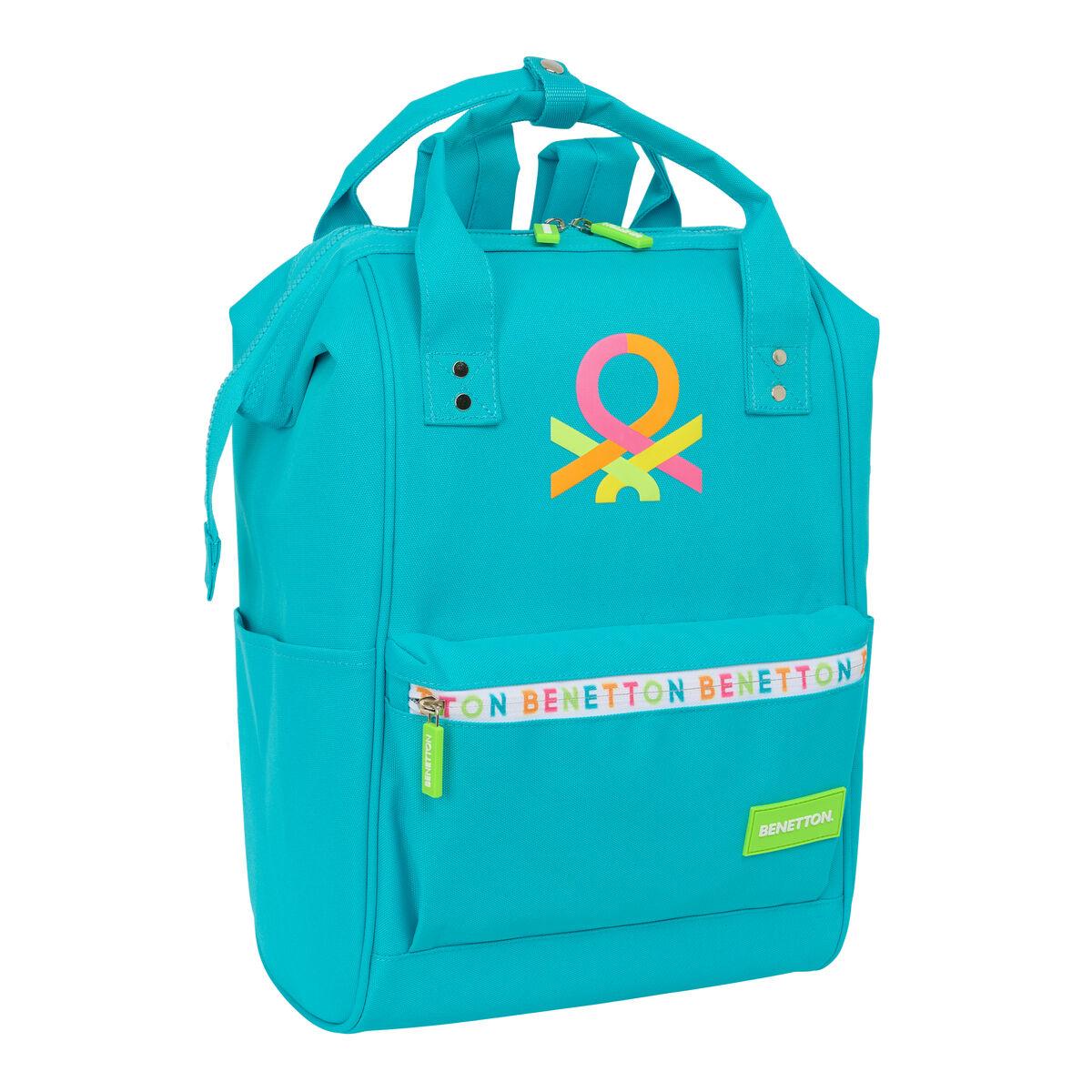 Benetton casual rygsæk - blå polyester med indvendig lomme billede