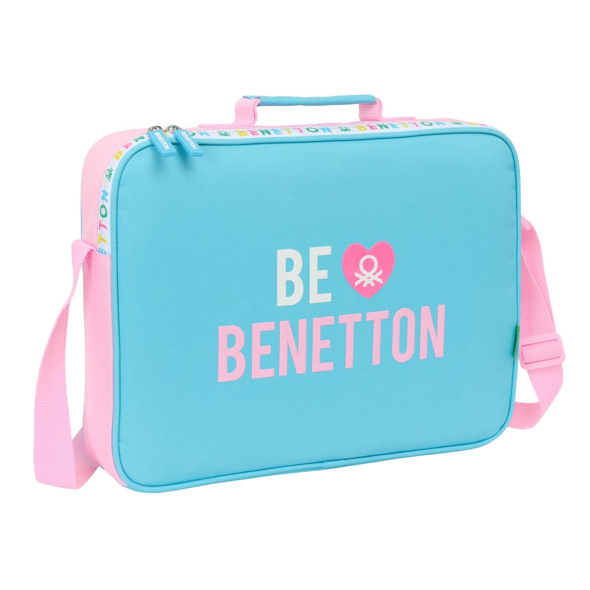 Benetton skoletaske - Unique Pink/Turkisblå 38 × 28 × 6 cm