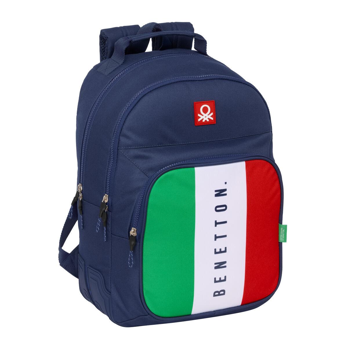 Benetton skoletaske Flag - marineblå 32 × 42 × 15 cm